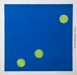 Untitled (blau mit grünen Kreisen)