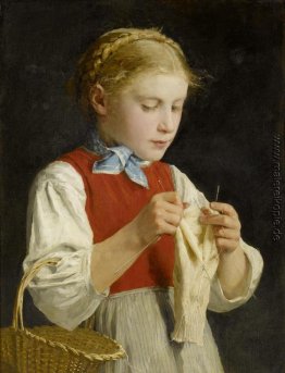 Young Girl Knitting