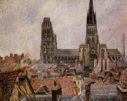 Die Dächer der Altstadt von Rouen Grau Wetter