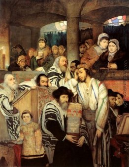 Beten Juden in der Synagoge auf Jom Kippur