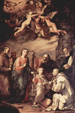 Heilige Familie mit St. Bruno, der Kartäuser, Heiligen, die heil