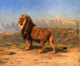 Lion in einer Gebirgslandschaft