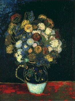 Still Life Vase mit Zinnias