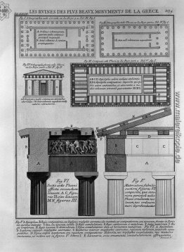 Plan, Höhe und Einzelheiten der dorischen Tempel in Griechenland