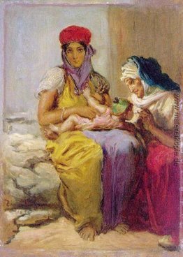 Junge maurischen Frau Krankenpflege ihr Kind