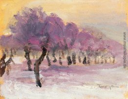Winter-Landschaft mit Violet Lichter