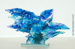 Blue Bird - Glasschmelzkunst - abstrakte Glasskulptur