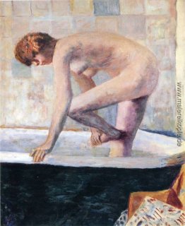 Nude Washing Feet in einer Badewanne