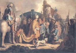 David Mit dem Kopf von Goliath, um König Saul