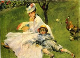 Camille Monet und ihr Sohn Jean in der Garten in Argenteuil