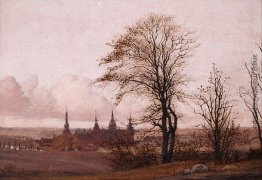 Herbst-Landschaft, Schloss Frederiksborg in der Mittelstrecke