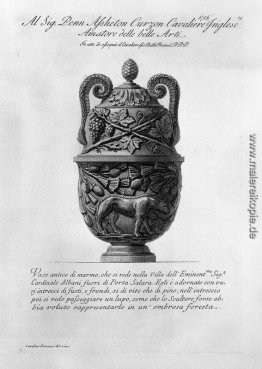 ntique Vase aus Marmor mit verschlungenen Ranken und Kiefer und