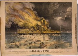 Awful Feuersbrunst des Dampfboot Lexington in Long Island Sound