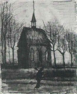 Kirche in Nuenen, mit einer Figur