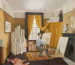 Edward Bawden der Arbeit in seinem Studio