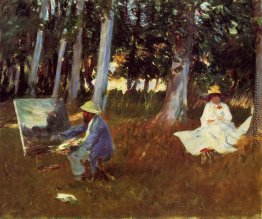 Claude Monet Malerei vom Rand eines Holzes