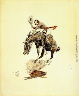 Sträubenden Pferd und Cowgirl