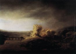 Landschaft mit einem Langbogenbrücke