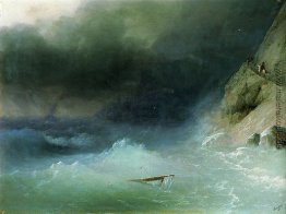 Der Sturm in der Nähe von Felsen