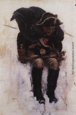 Soldat Abstieg vom schneebedeckten Berg