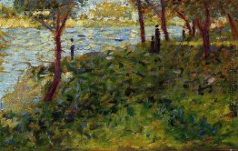 Landschaft mit Figur. Studie für "La Grande Jatte"