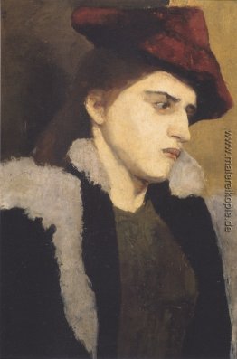 Portrait einer jungen Frau mit rotem Hut