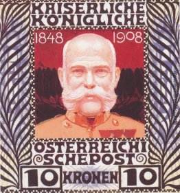 Design für die Jubiläumsbriefmarke mit österreichischen Kaiser F